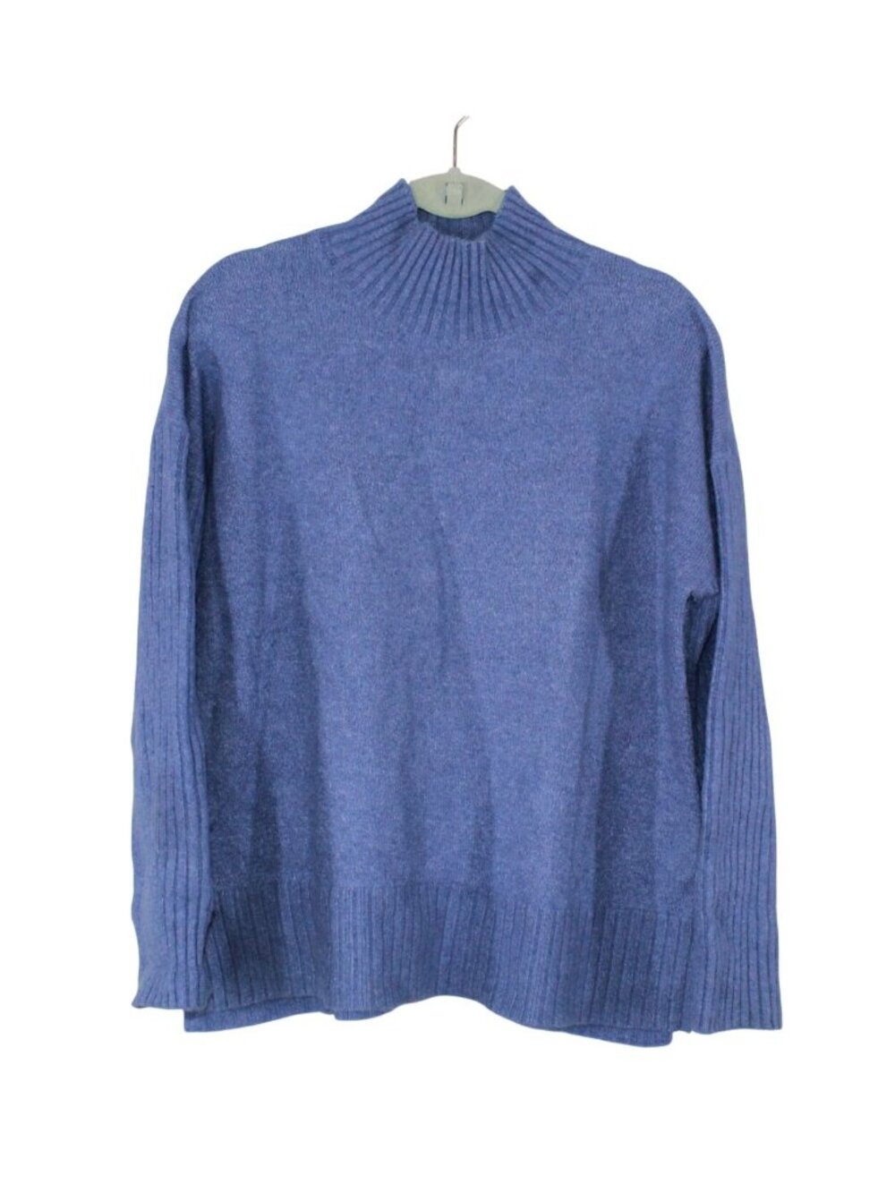 LL Bean The Essential Sweater Turtleneck Knit Wool Blend Cozy Blue XL Pet